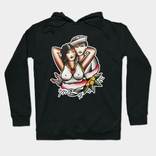 Traditional Lovers Tattoo Design Hoodie